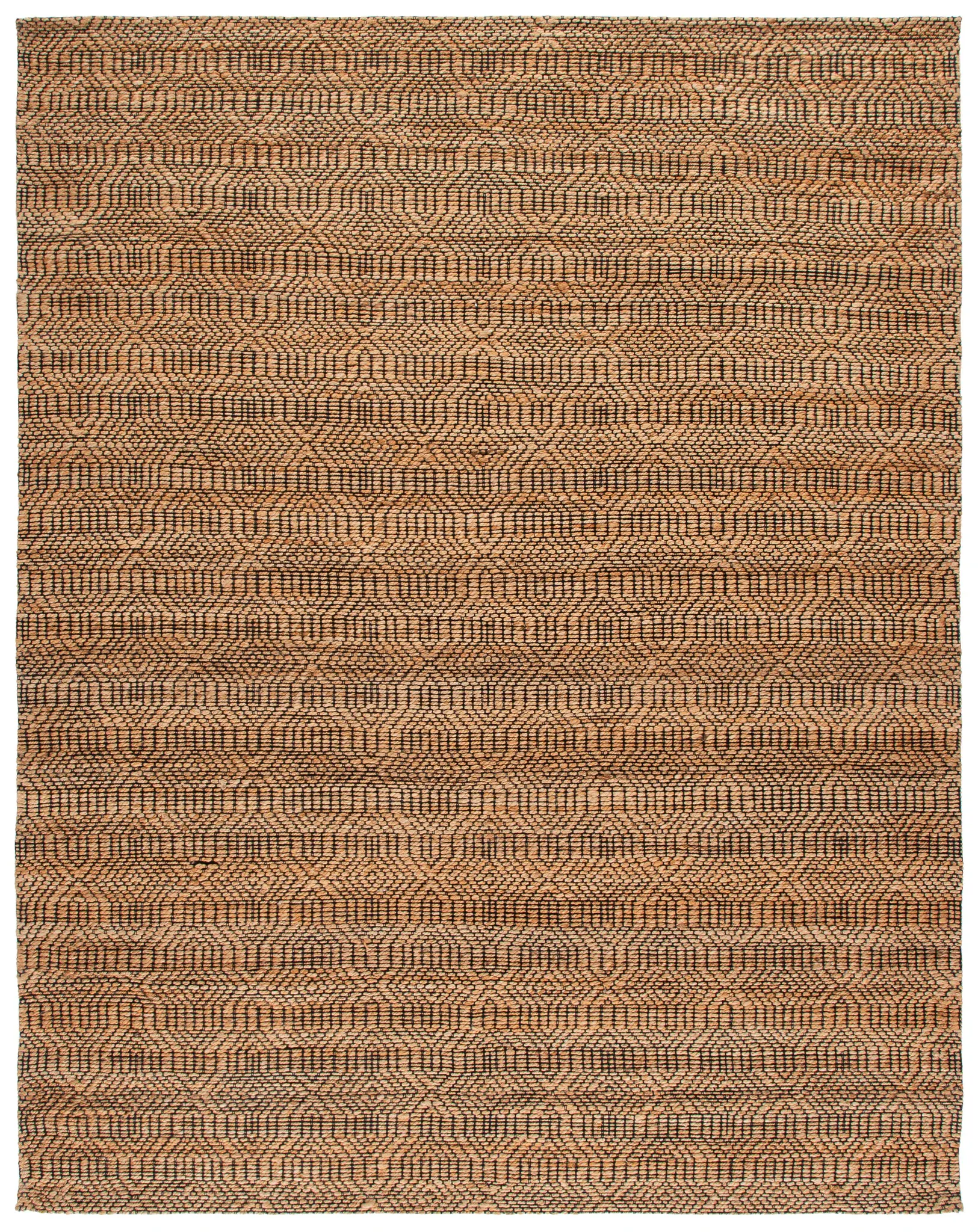 Natural Fiber Horizontally Striped Diamond Hand-Loomed Jute Rug