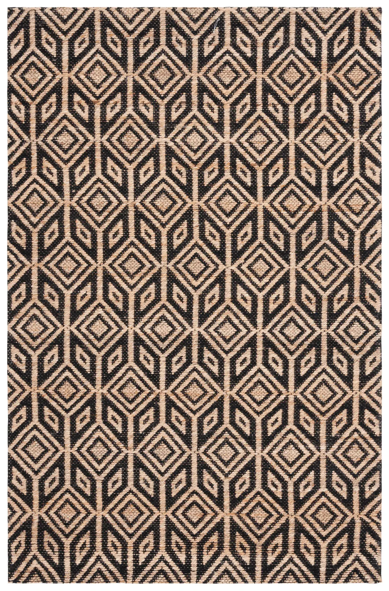 Natural Fiber Modern Cube Diamond Hand-Loomed Jute Rug