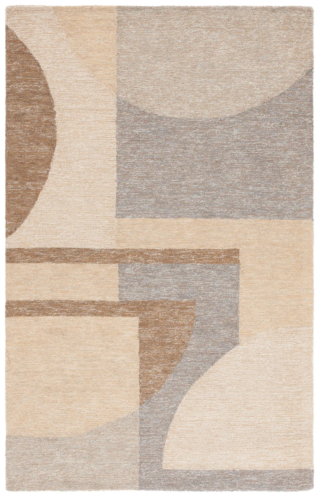 Natural Fiber Curved Blocks Hand-Tufted Rug