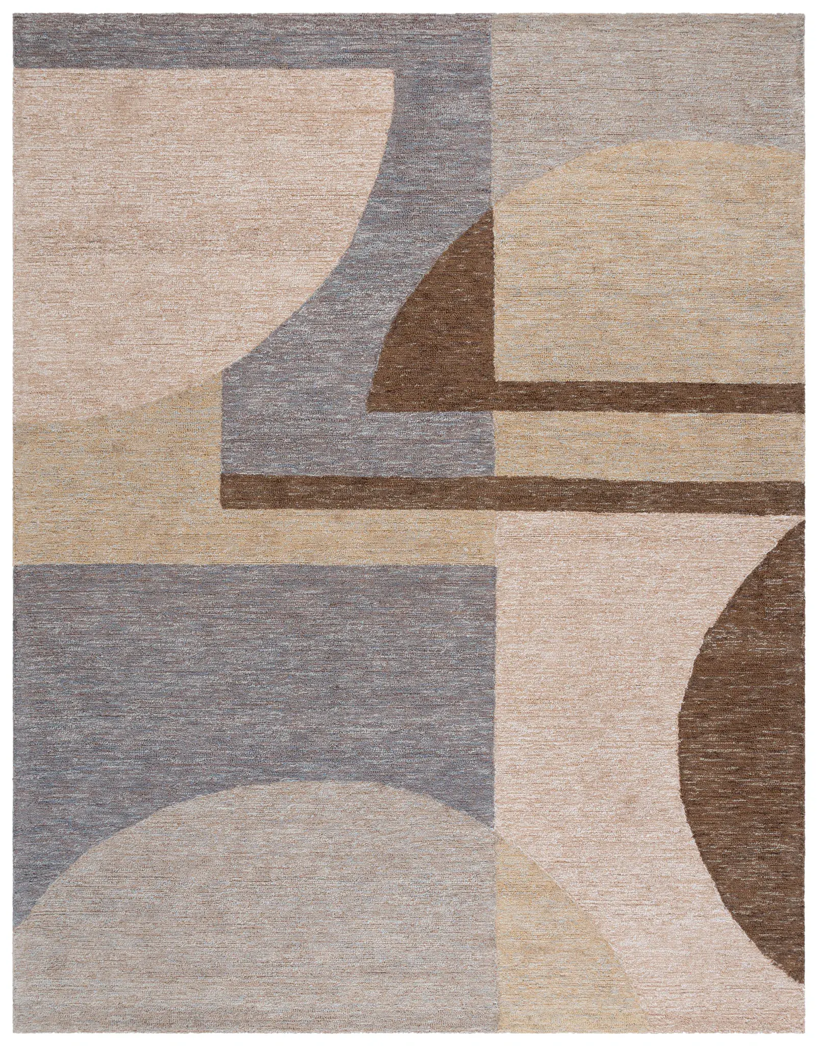 Natural Fiber Curved Blocks Hand-Tufted Rug