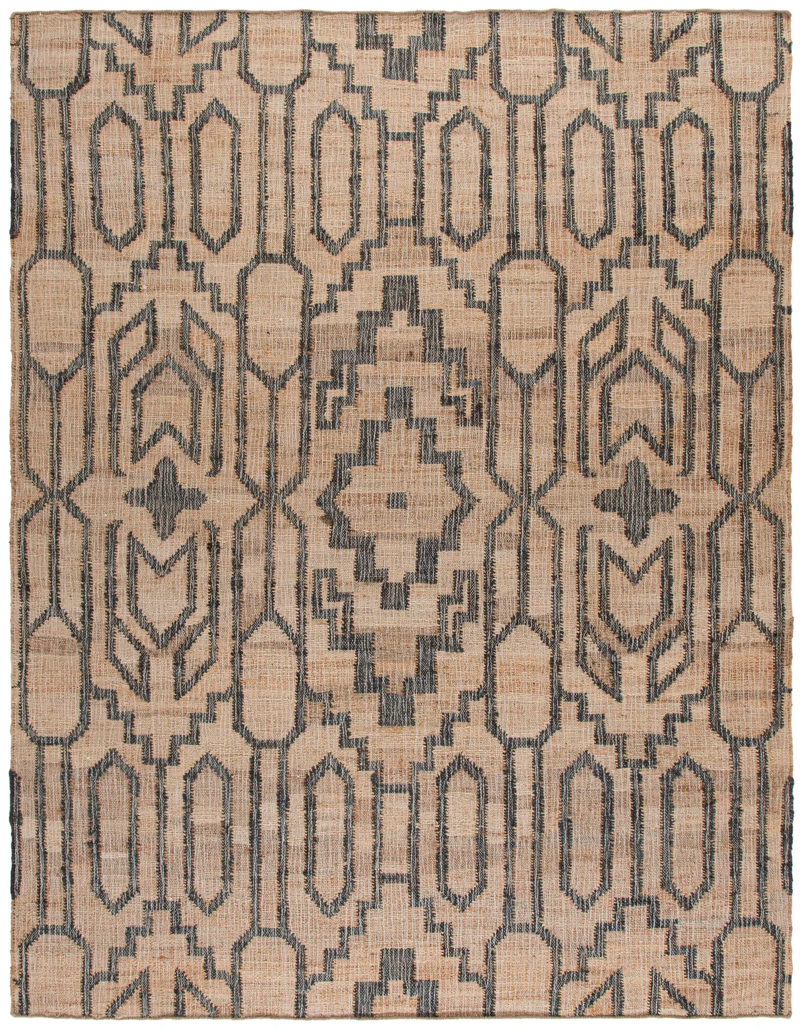 Natural Fiber Stepped Diamond Flatweave Jute Rug