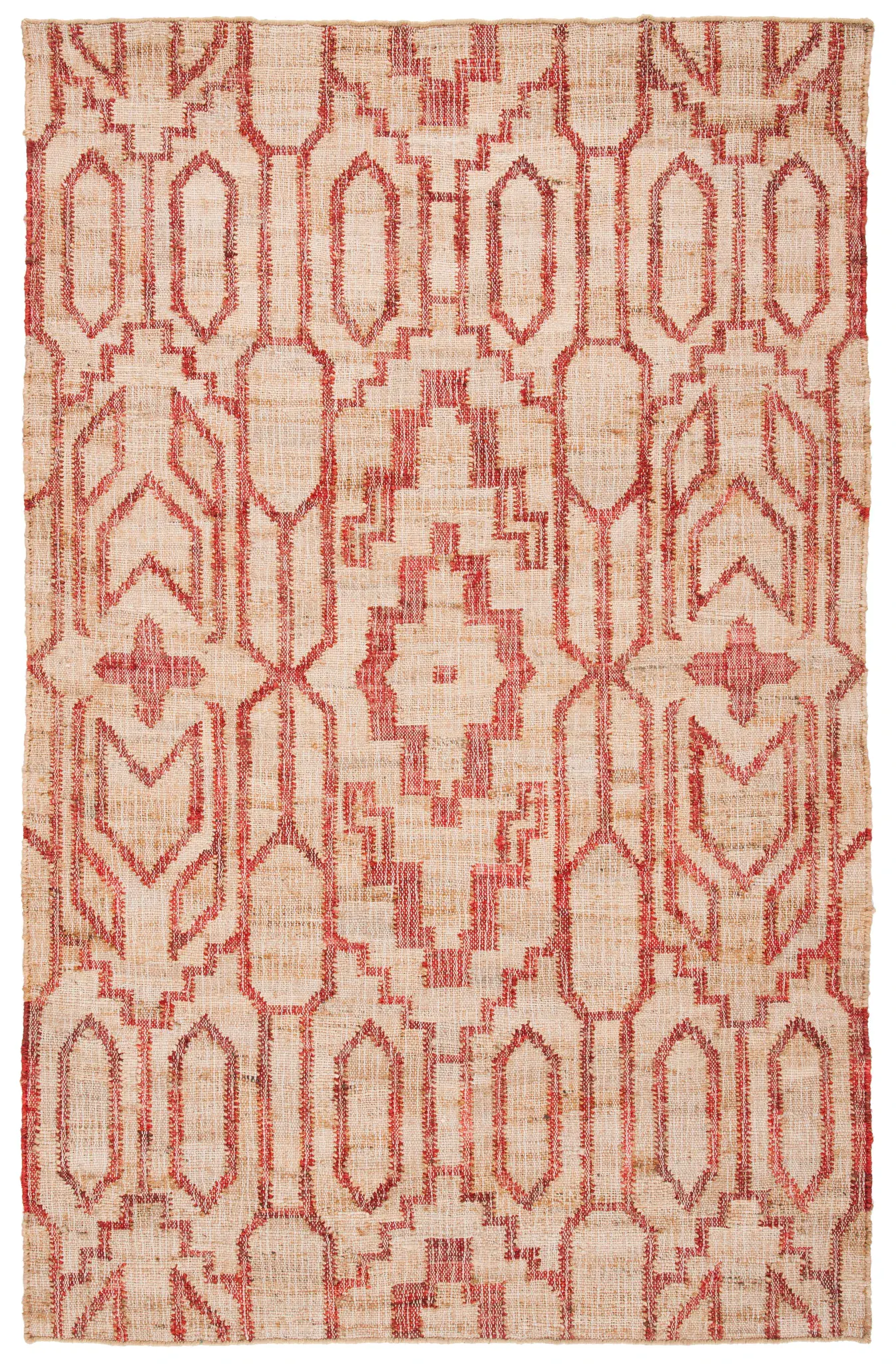 Natural Fiber Stepped Diamond Flatweave Jute Rug