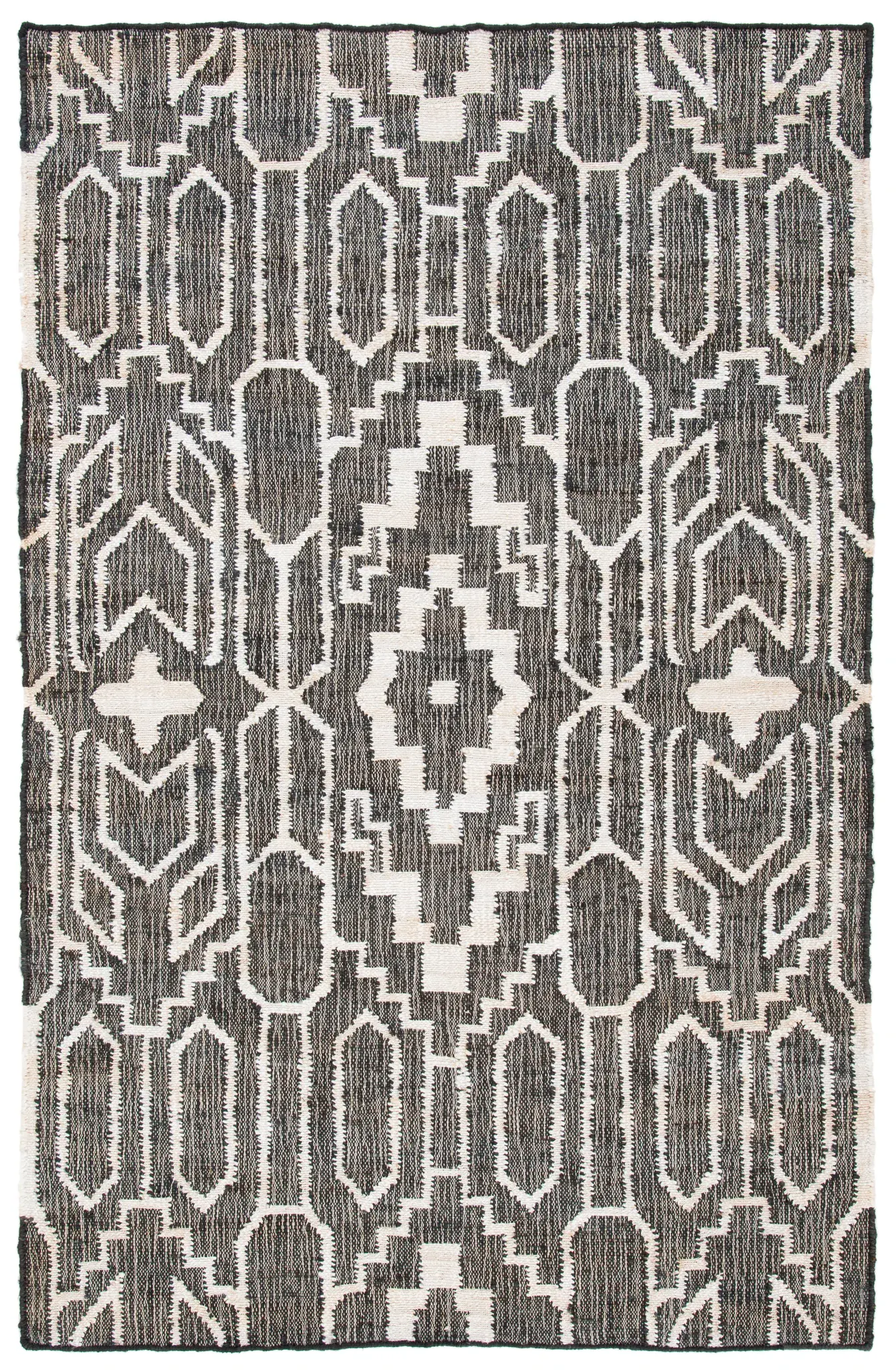 Natural Fiber Stepped Diamond Flatweave Jute Rug
