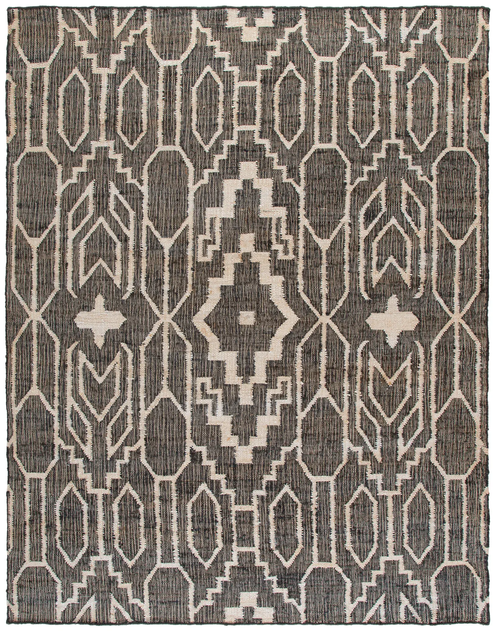 Natural Fiber Stepped Diamond Flatweave Jute Rug