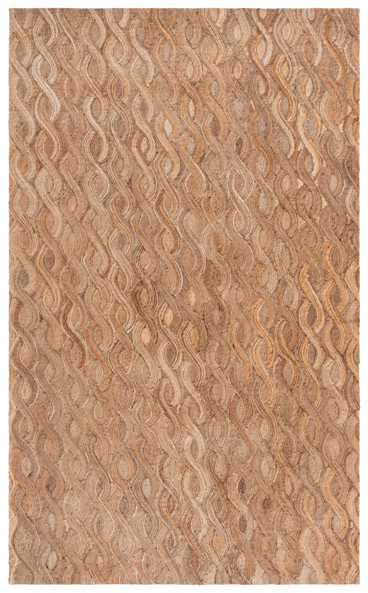 Natural Fiber Coastal Wave Hand-Woven Jute Rug
