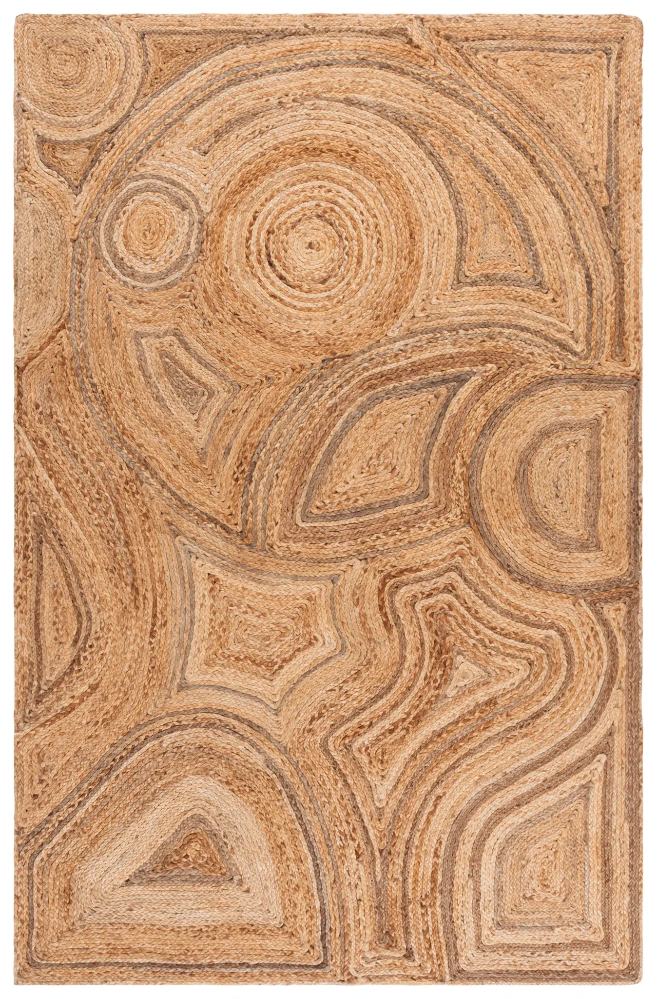 Natural Fiber Abstract Swirl Hand-Woven Jute Rug