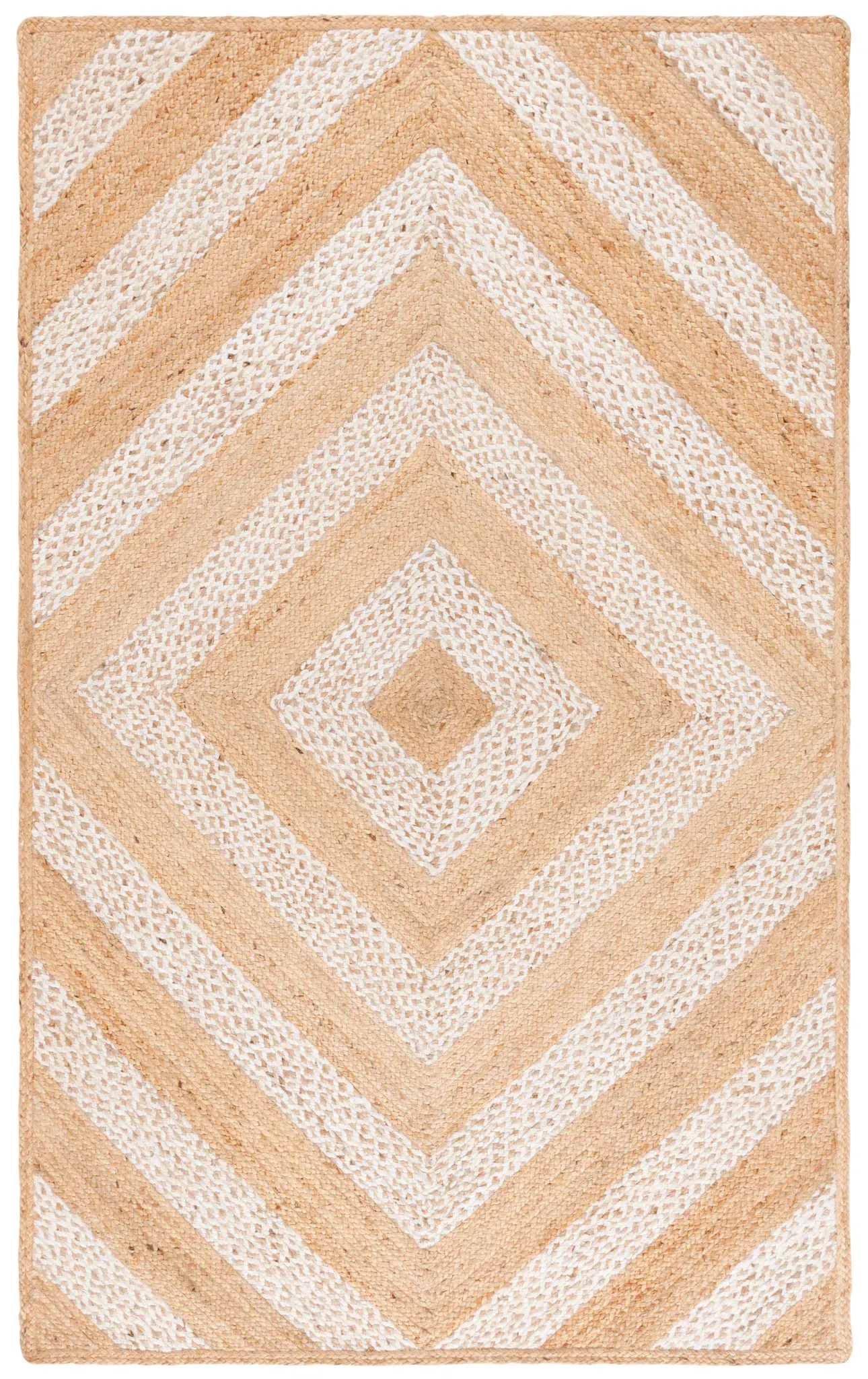 Natural Fiber Concentric Diamond Hand-Loomed Jute Rug