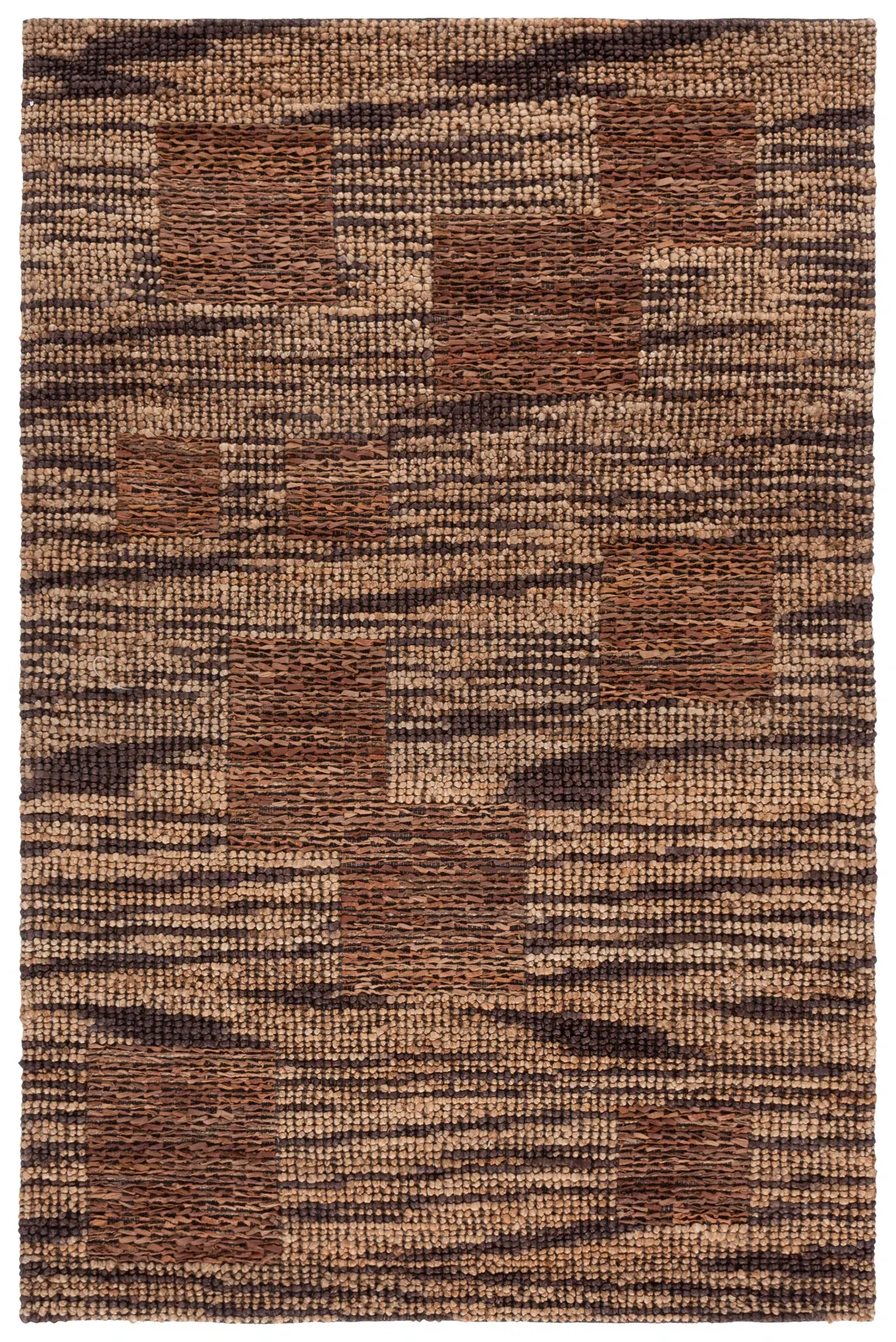 Natural Fiber Couture Rustic Geometric Handwoven Jute Rug