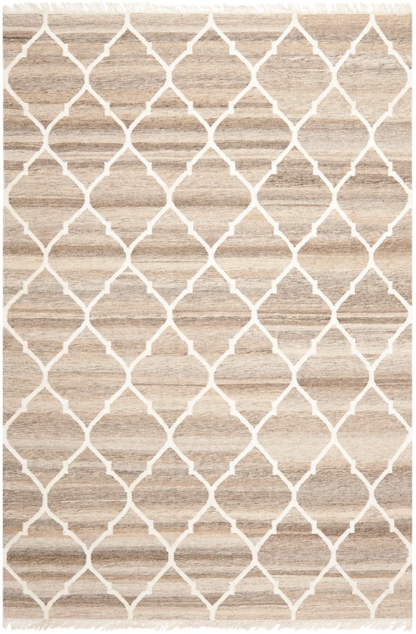 Natural Kilim Ogee Trellis Hand-Woven Rug