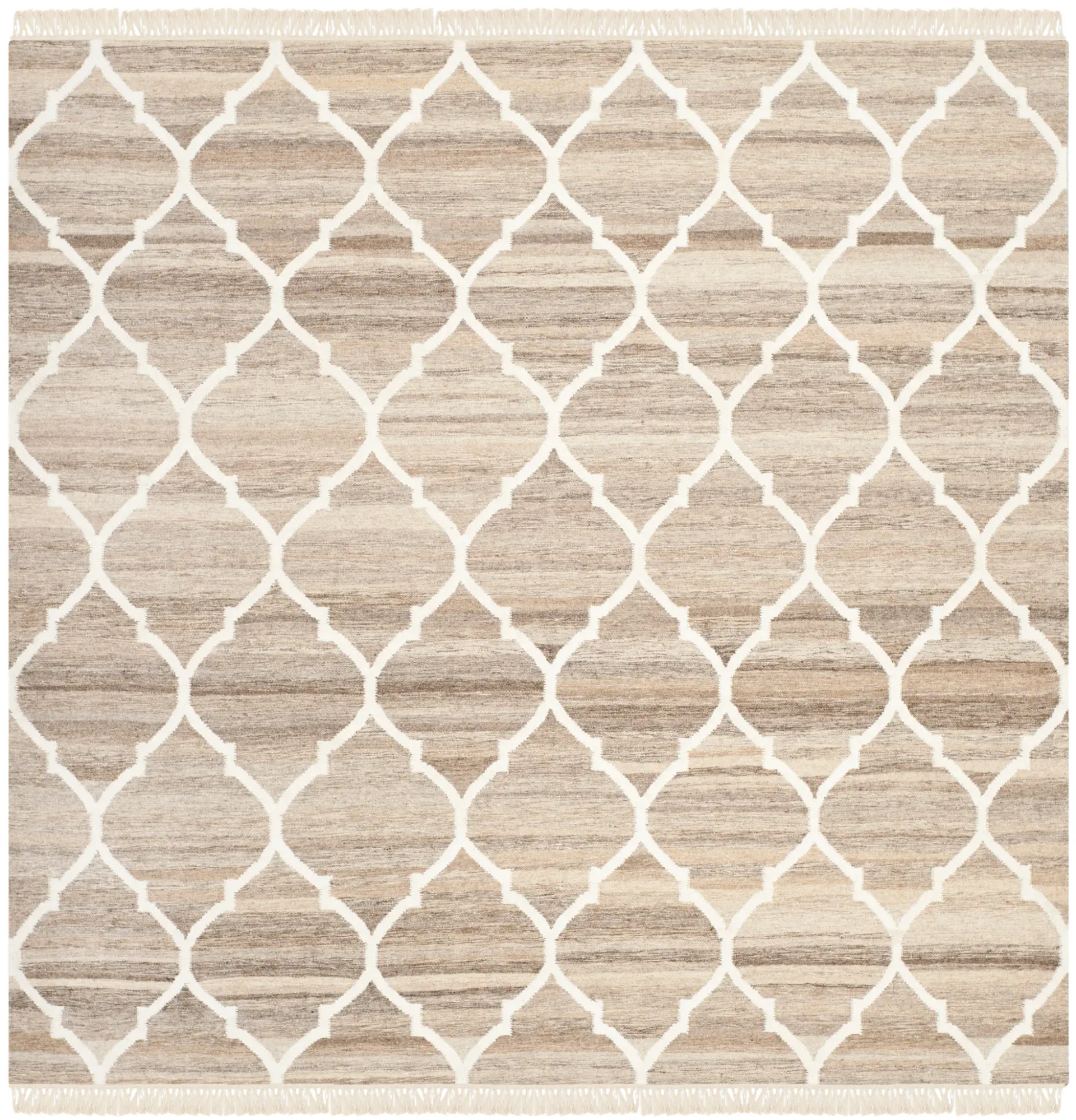 Natural Kilim Ogee Trellis Hand-Woven Rug