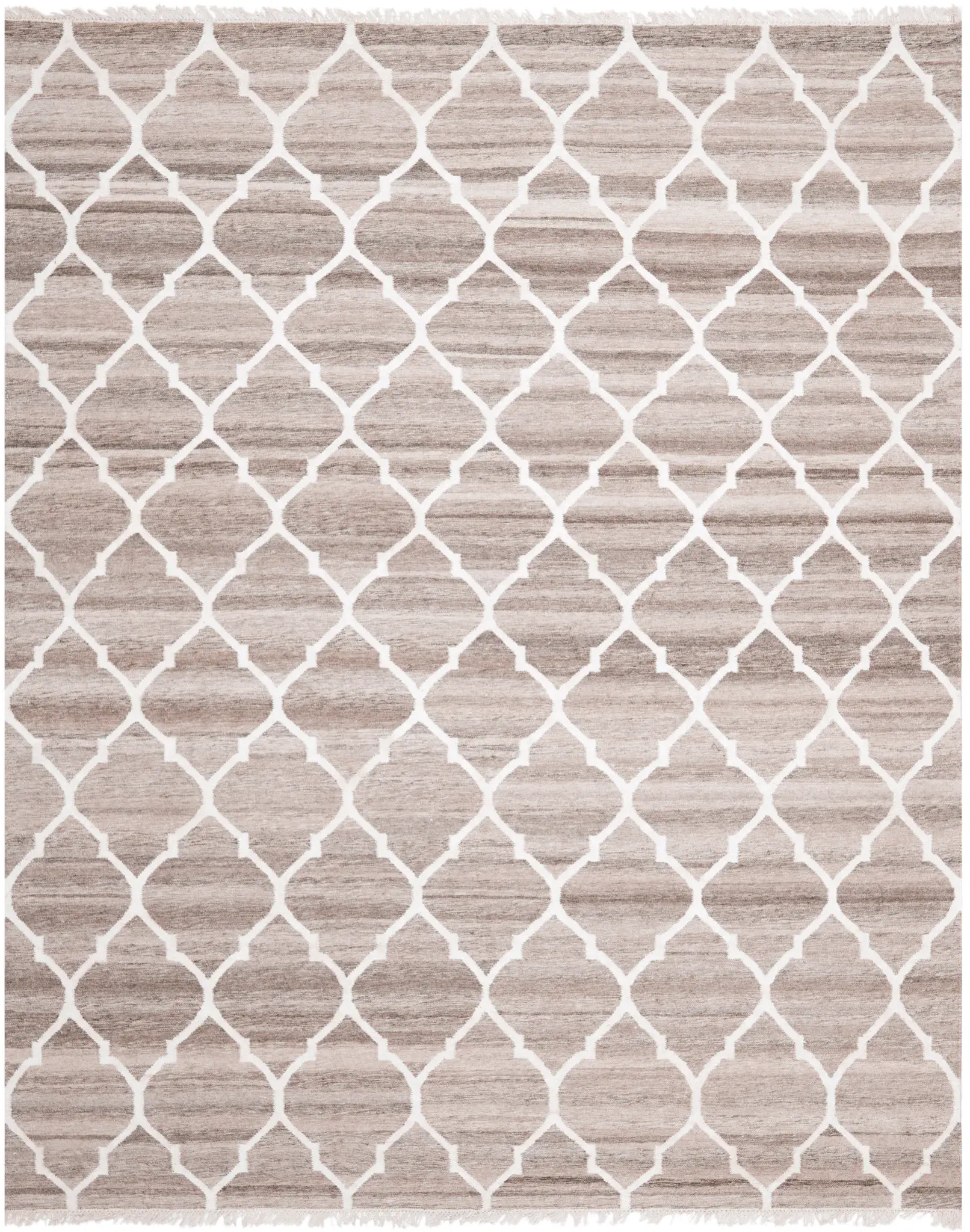 Natural Kilim Ogee Trellis Hand-Woven Rug