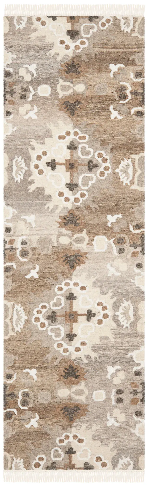 Natural Kilim Paneled Medallion Hand-Woven Rug