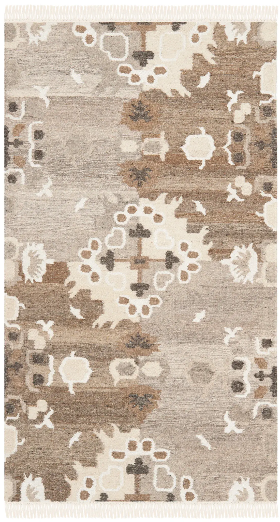 Natural Kilim Paneled Medallion Hand-Woven Rug