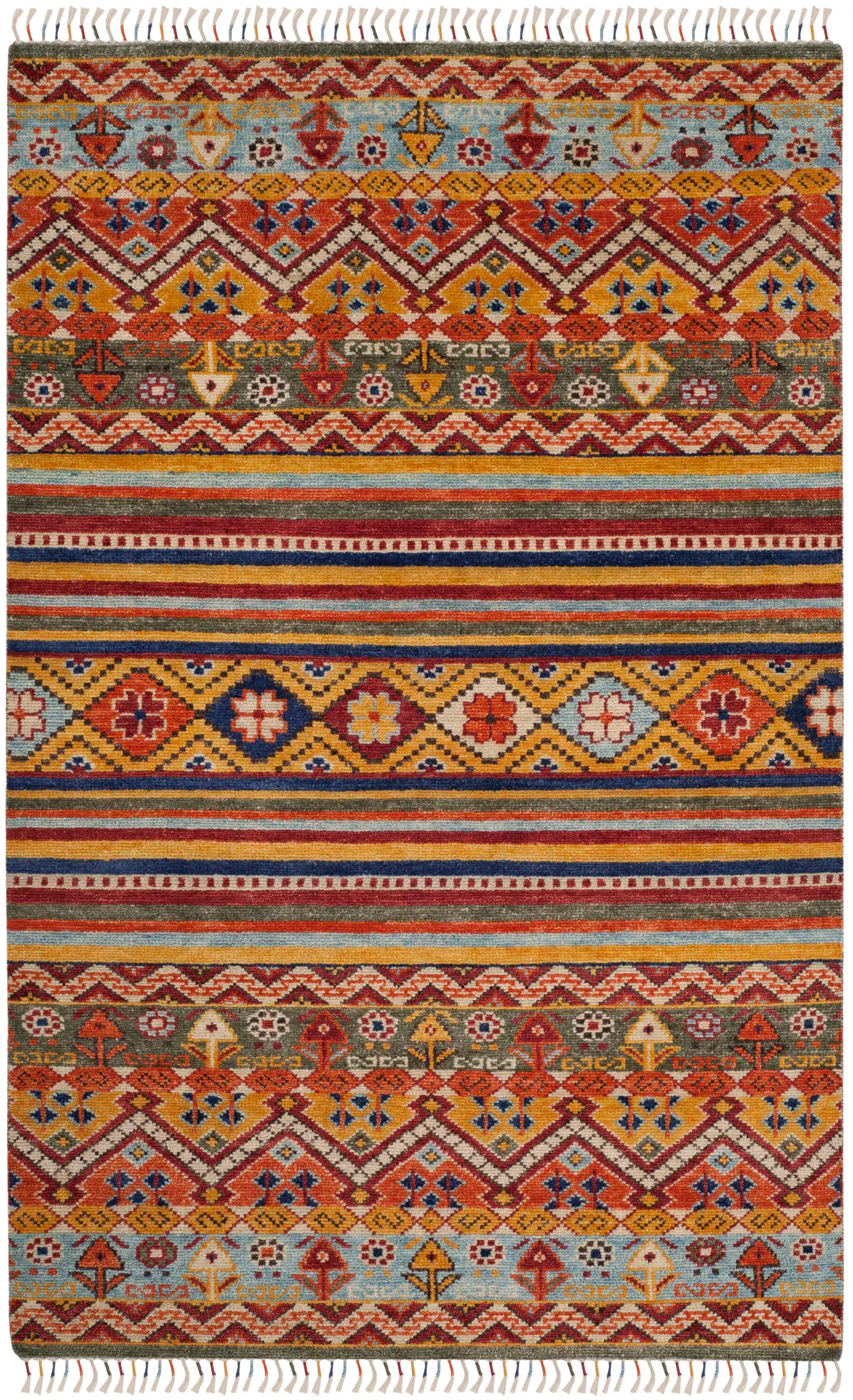 Nomad Banded Tribal Hand-Knotted Rug