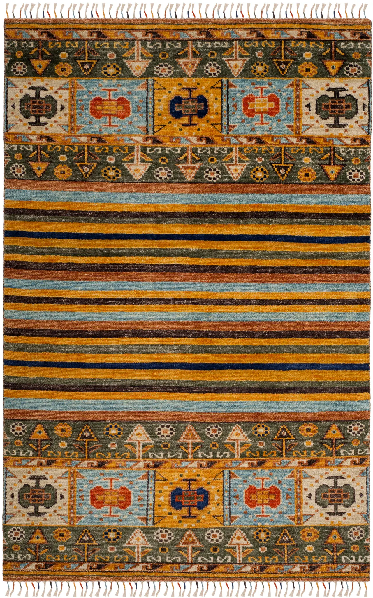 Nomad Striped Panel Hand-Knotted Rug