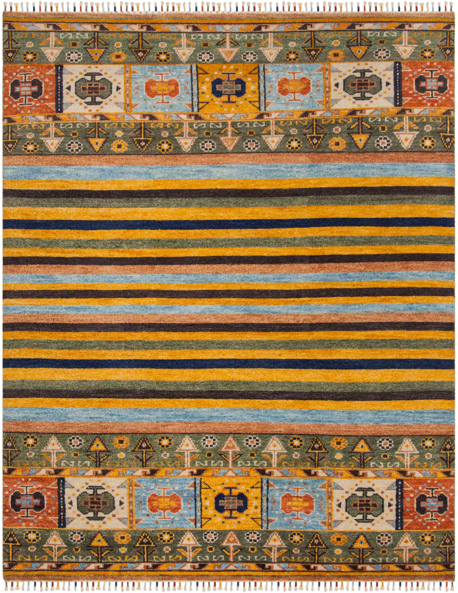 Nomad Striped Panel Hand-Knotted Rug