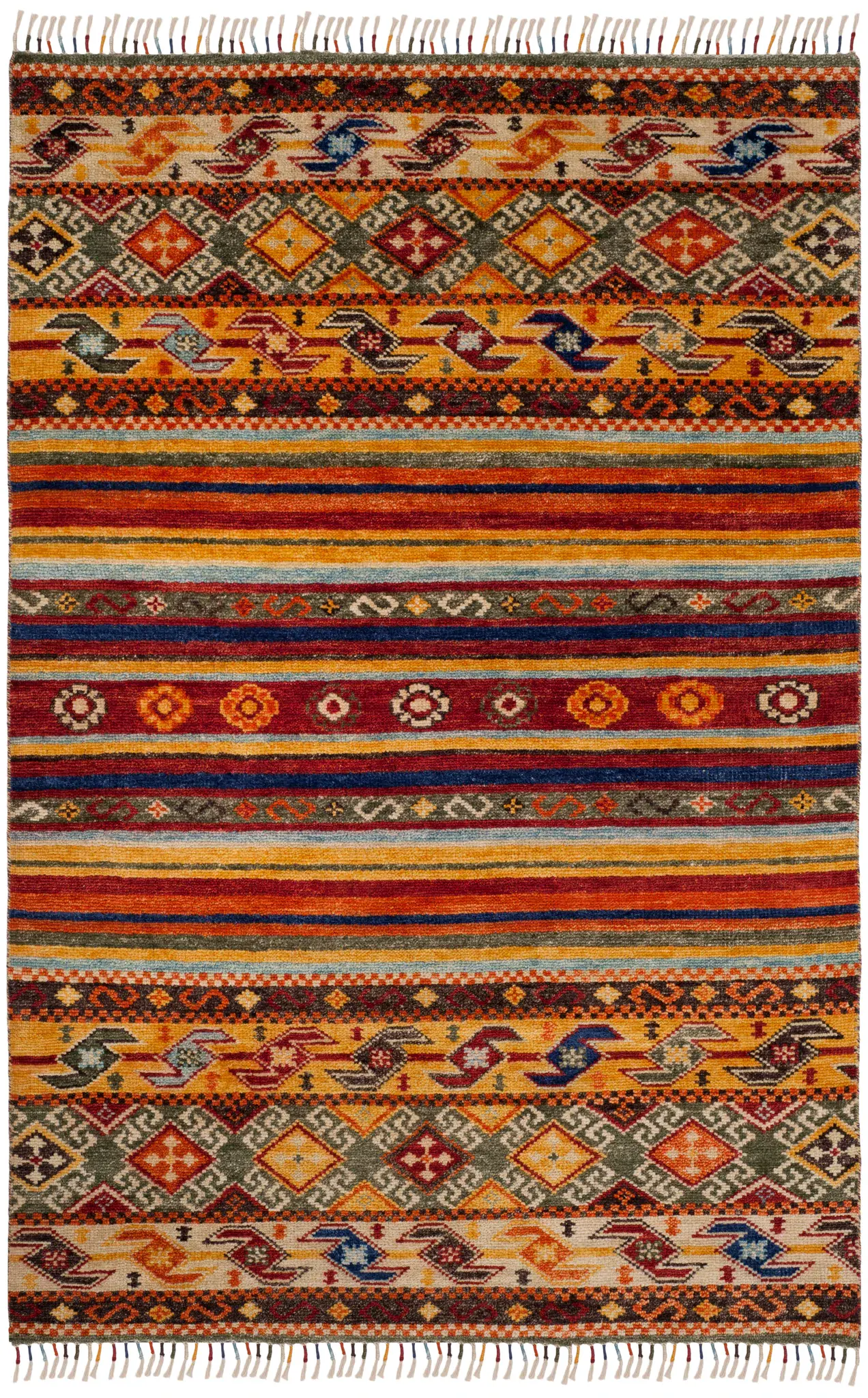 Nomad Banded Geometric Hand-Knotted Rug