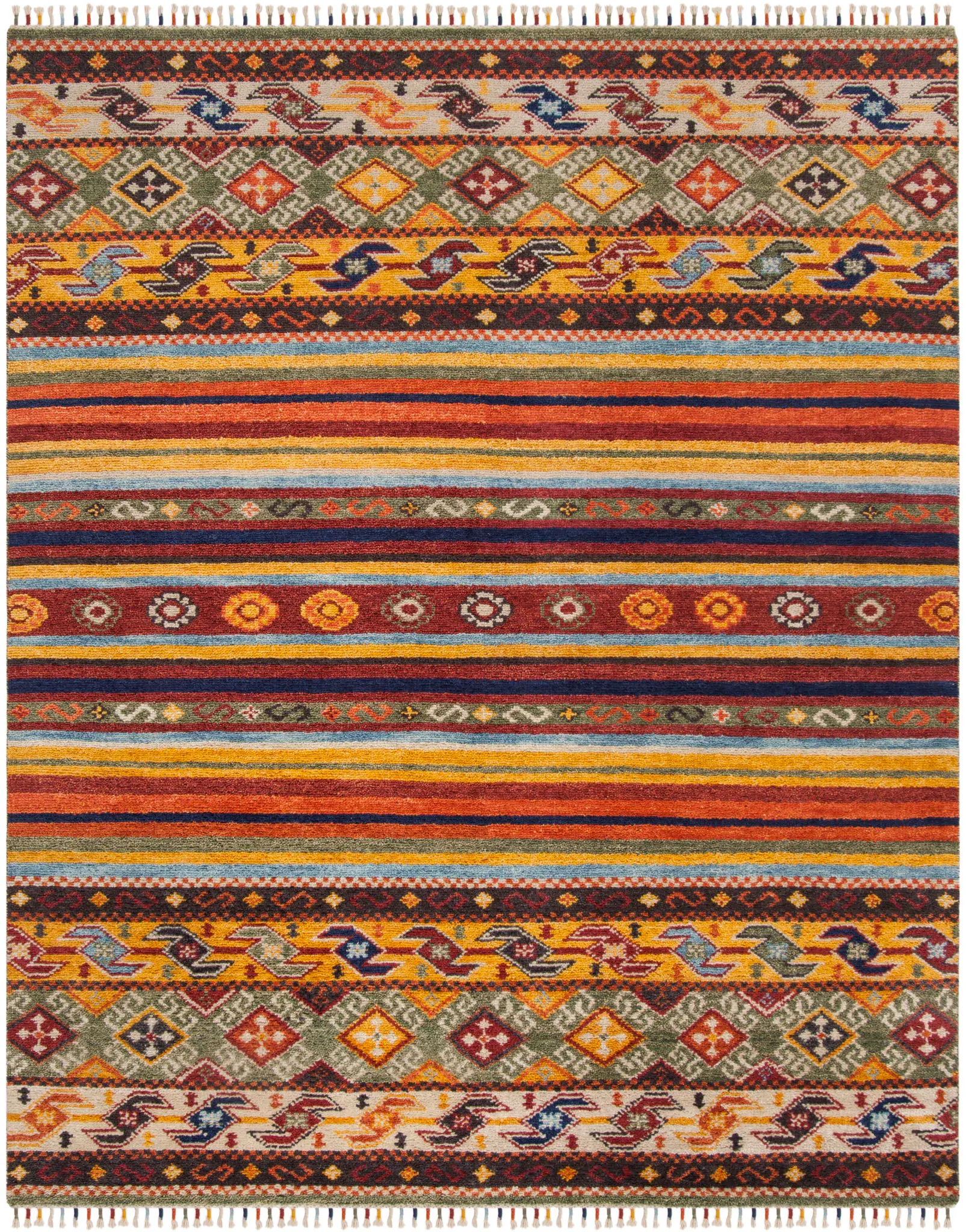 Nomad Banded Geometric Hand-Knotted Rug