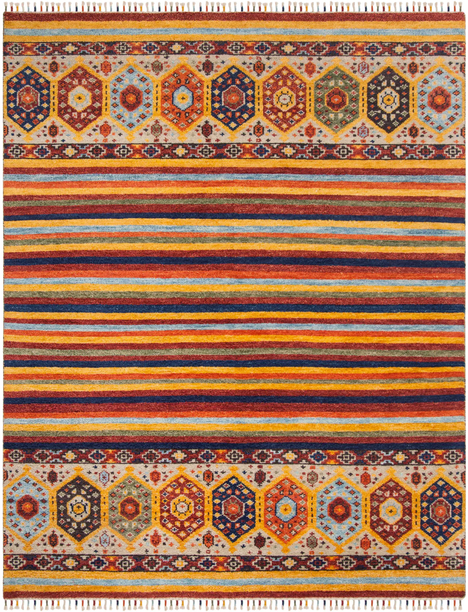 Nomad Banded Hexagon Hand-Knotted Rug
