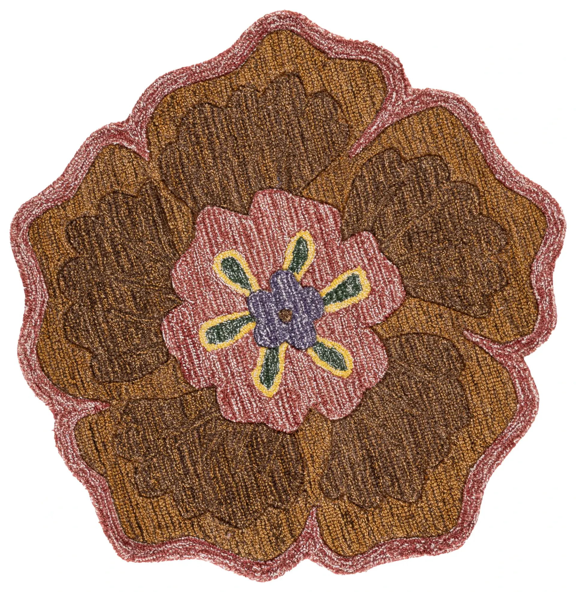 Novelty Petal Shaped Hand-Tufted Wool Rug