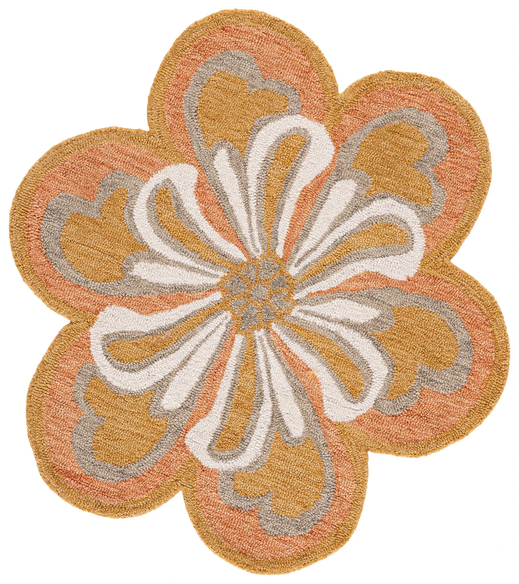 Novelty Floral Shaped Hand-Tufted Wool Rug
