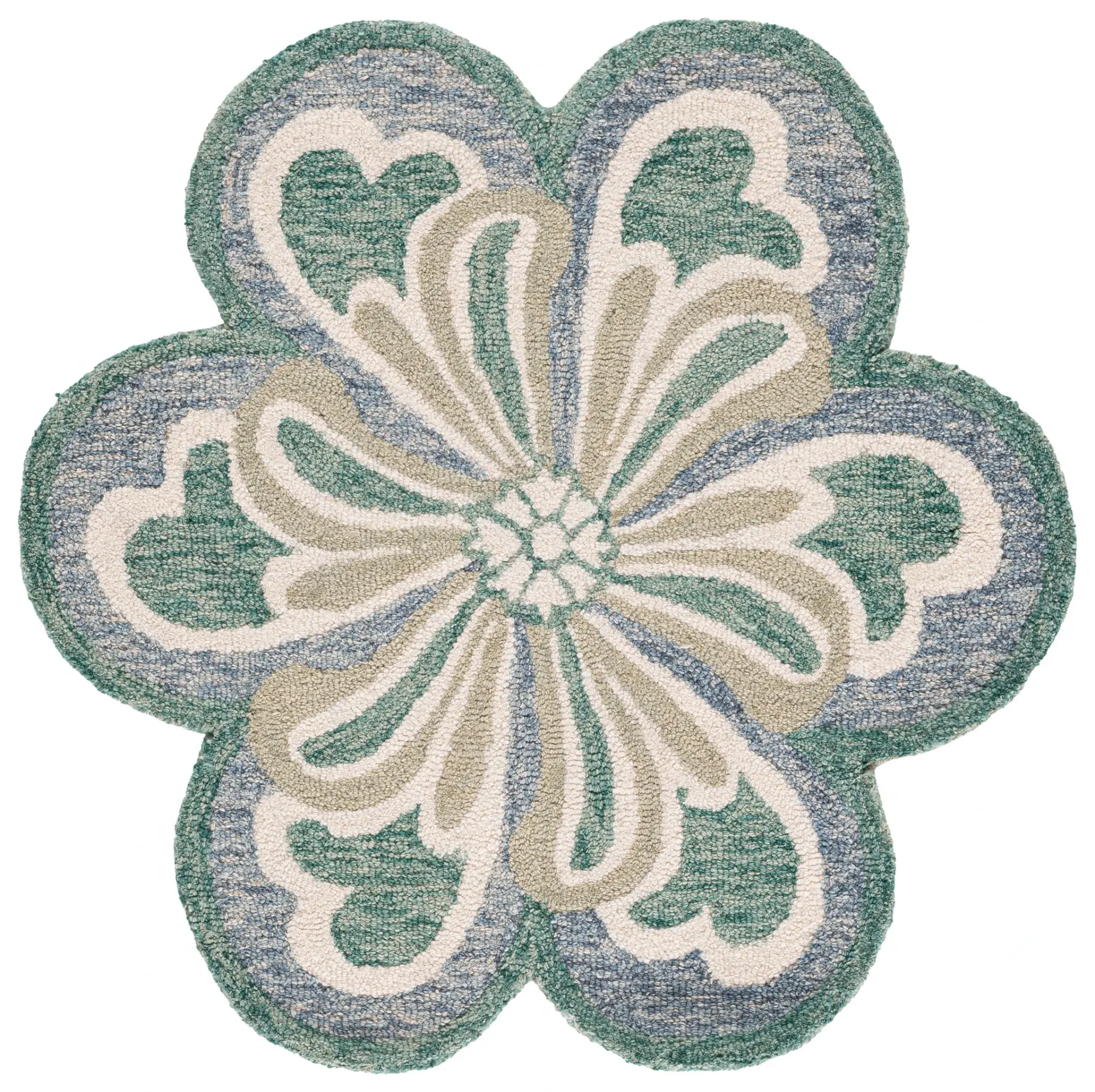 Novelty Floral Shaped Hand-Tufted Wool Rug