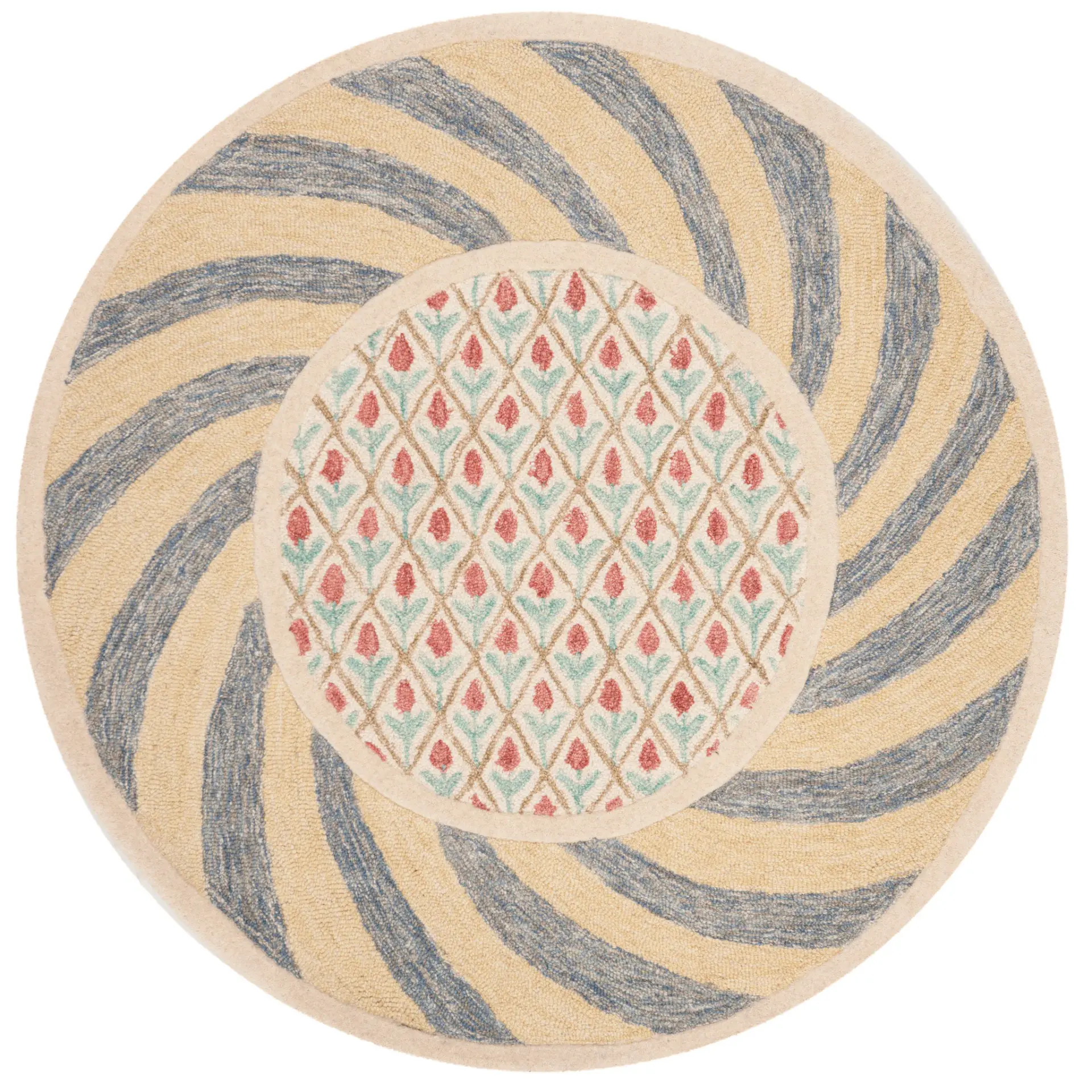 Novelty Swirling Medallion Hand-Tufted Wool Rug