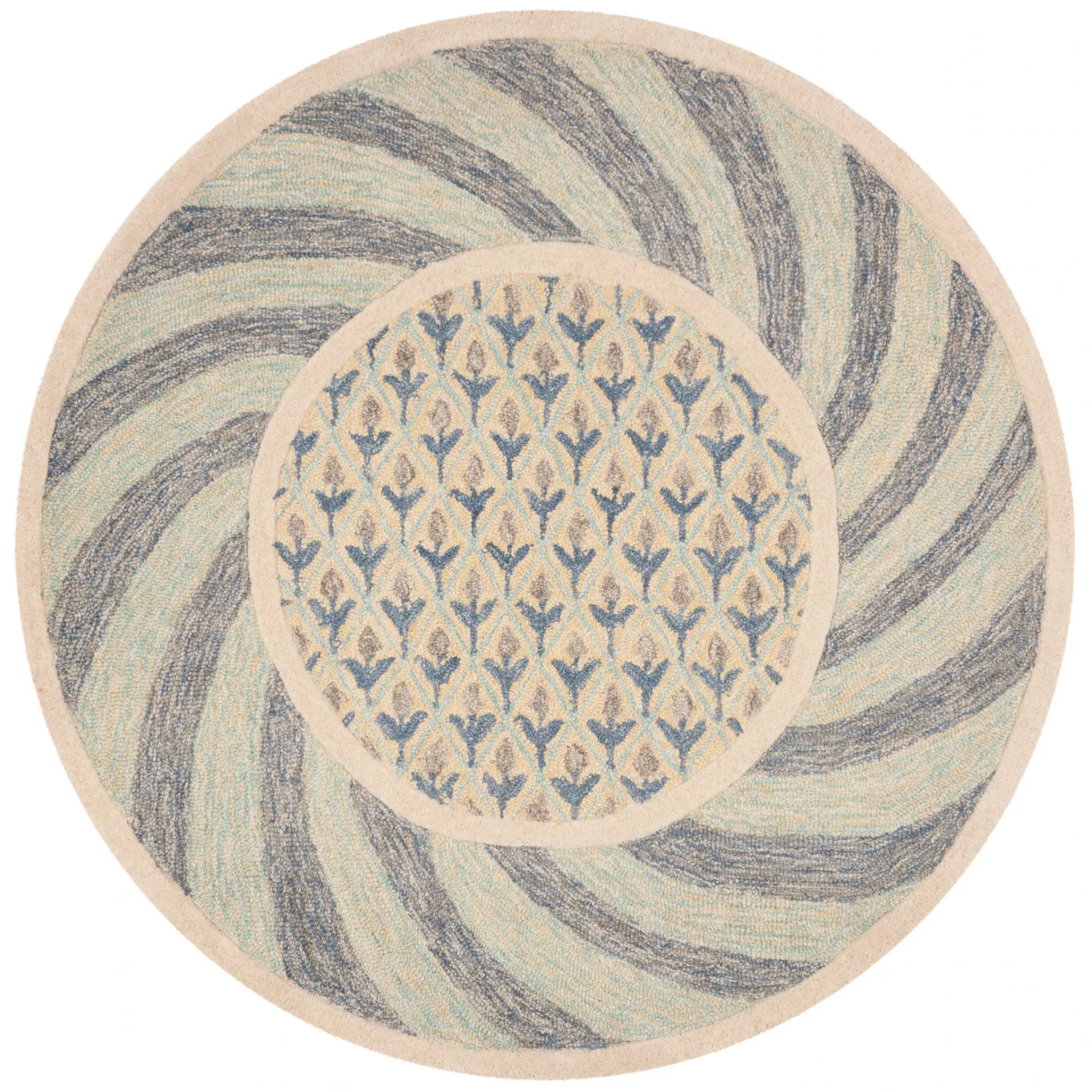 Novelty Swirling Medallion Hand-Tufted Wool Rug