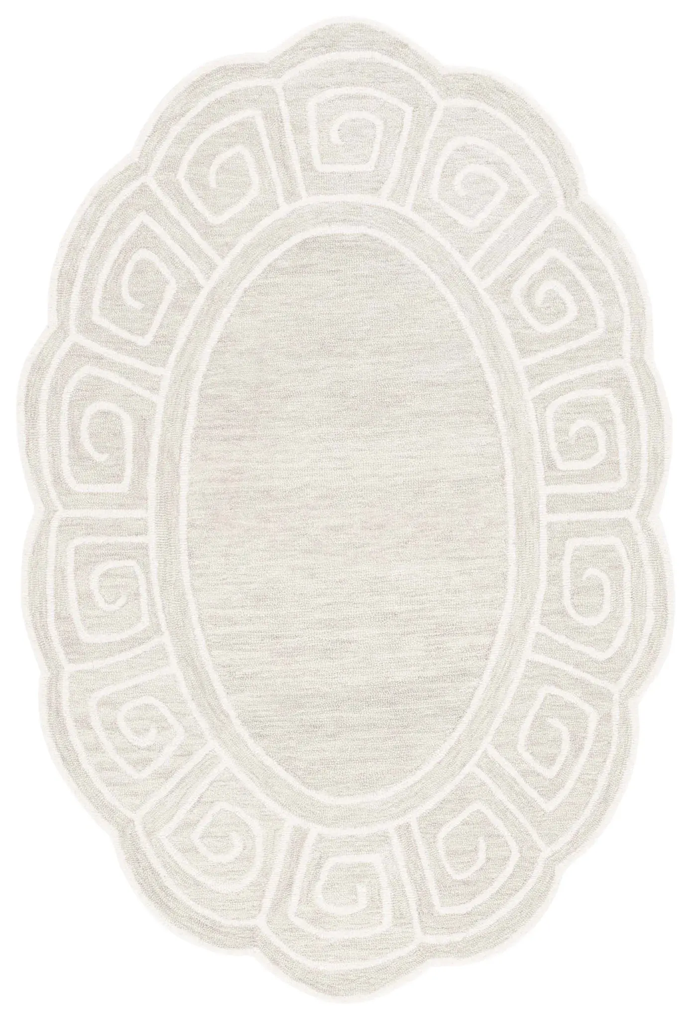 Novelty Scalloped Border Hand-Tufted Wool Rug