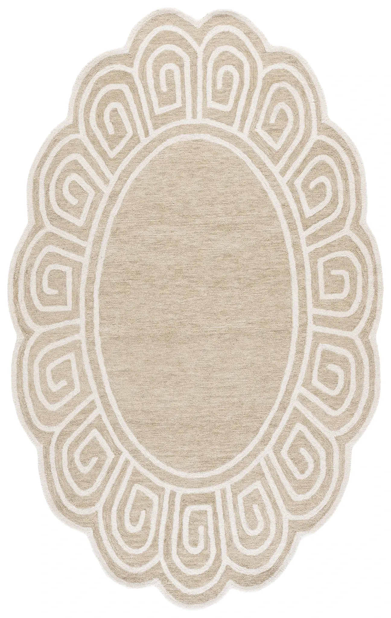 Novelty Scalloped Border Hand-Tufted Wool Rug