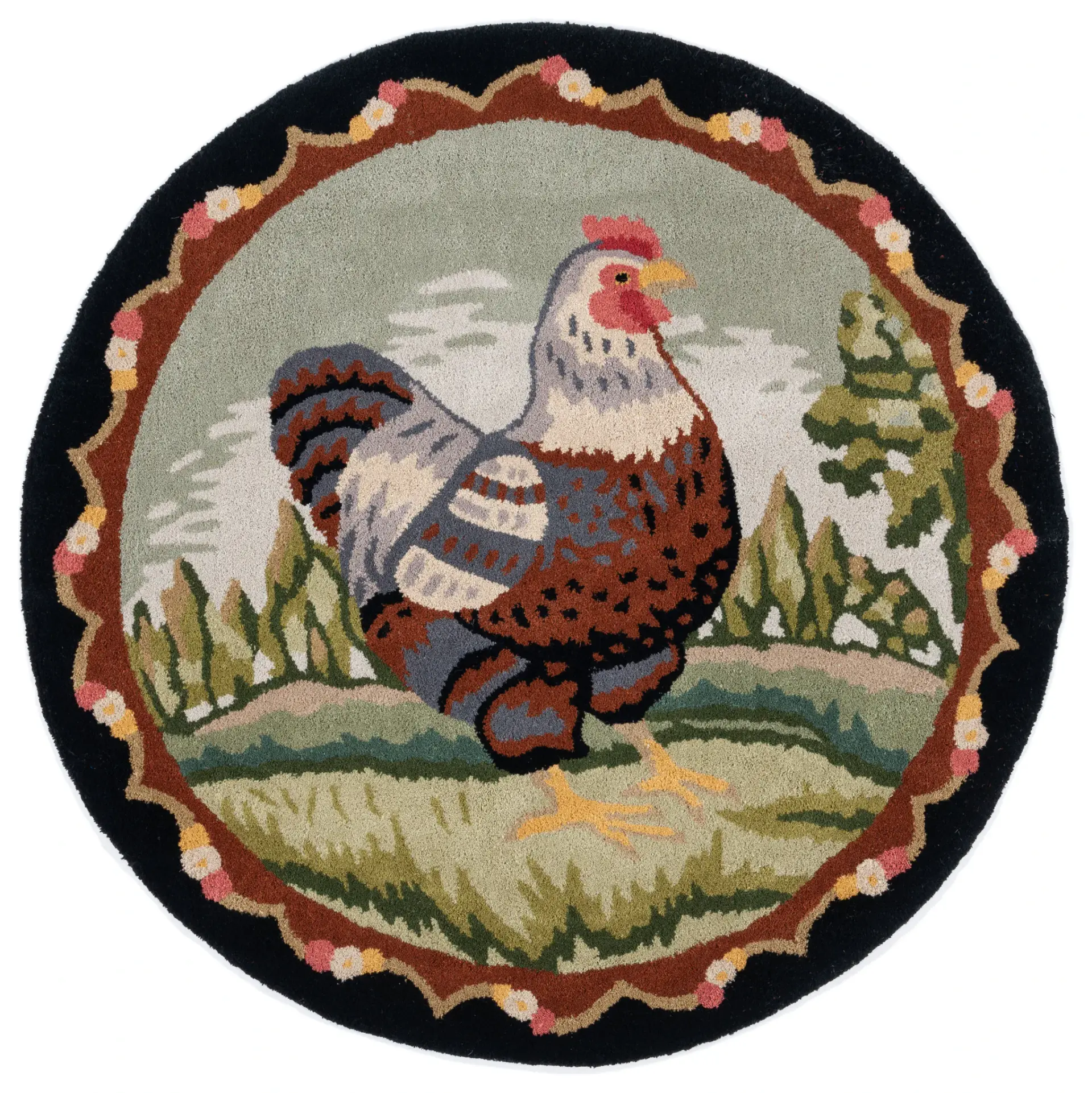 Novelty Rooster Hand-Tufted Wool Rug