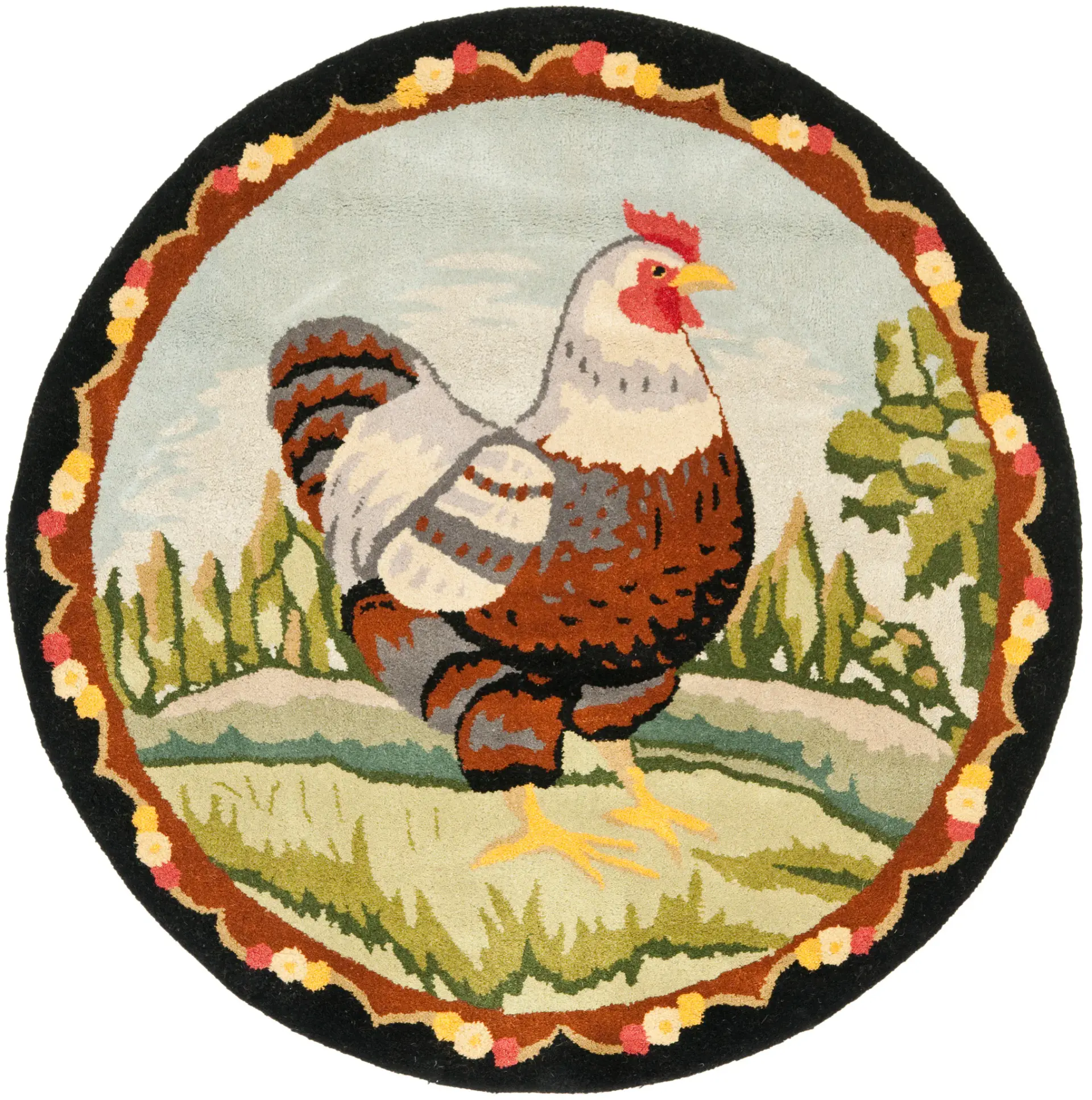 Novelty Rooster Hand-Tufted Wool Rug