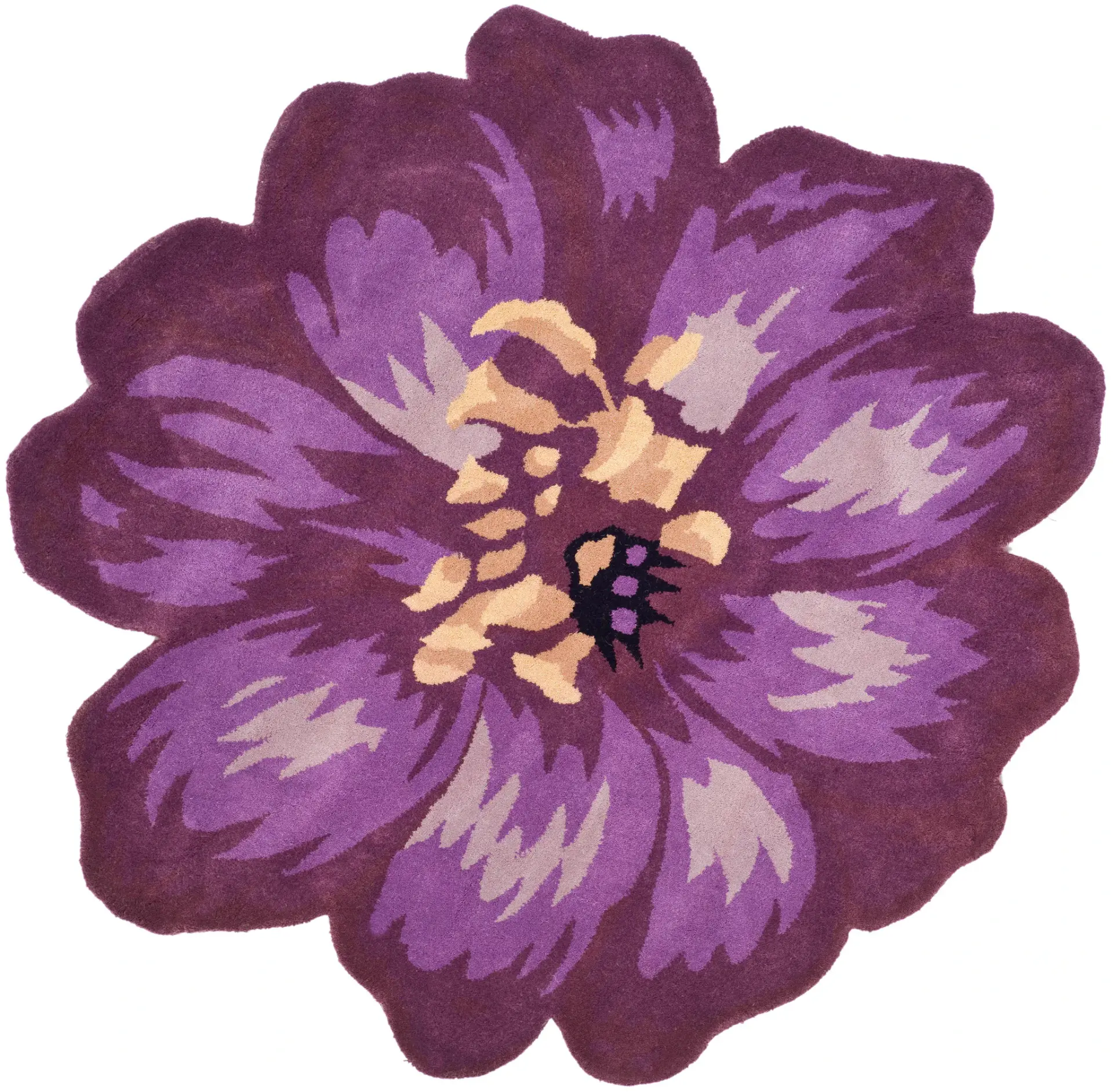 Novelty Blossom Shaped Hand-Tufted Wool Rug