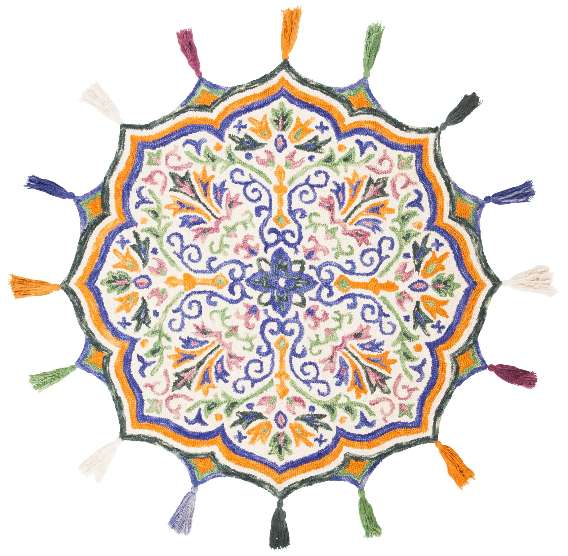 Novelty Scalloped Scroll Hand-Tufted Wool Rug