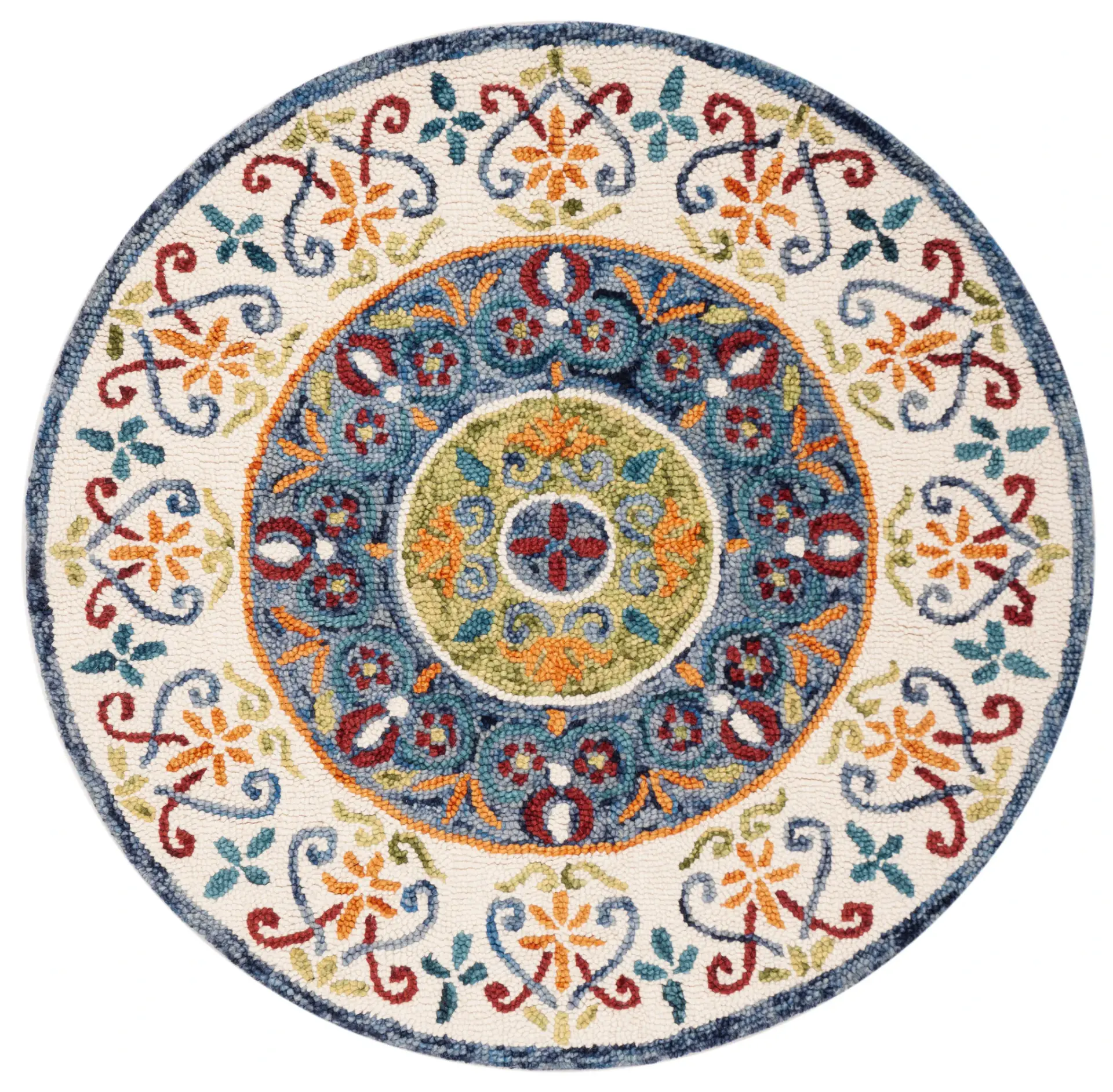 Novelty Concentric Floral Hand-Tufted Wool Rug