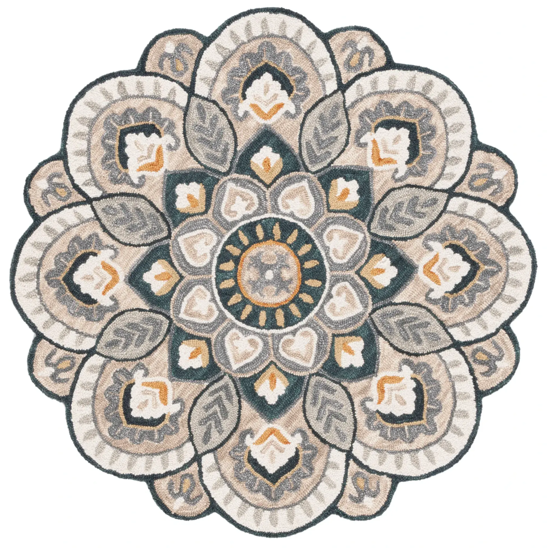 Novelty Scalloped Floral Hand-Tufted Wool Rug