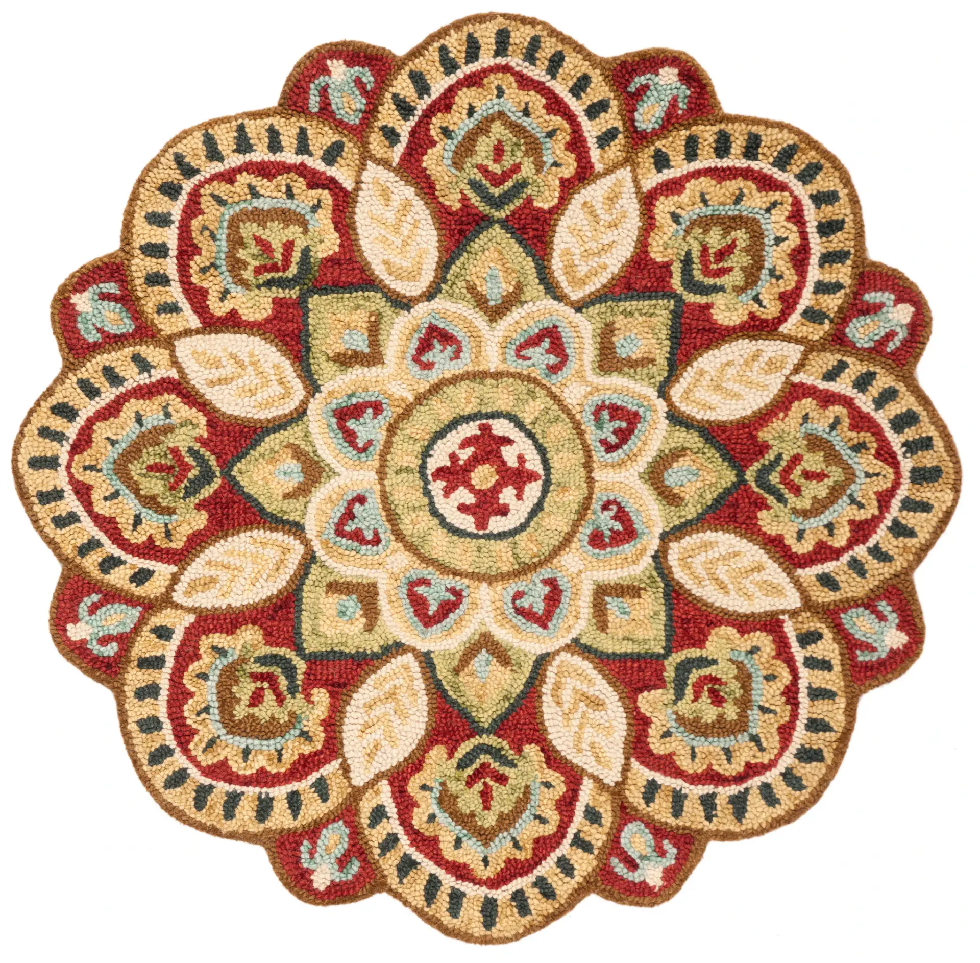 Novelty Scalloped Floral Hand-Tufted Wool Rug