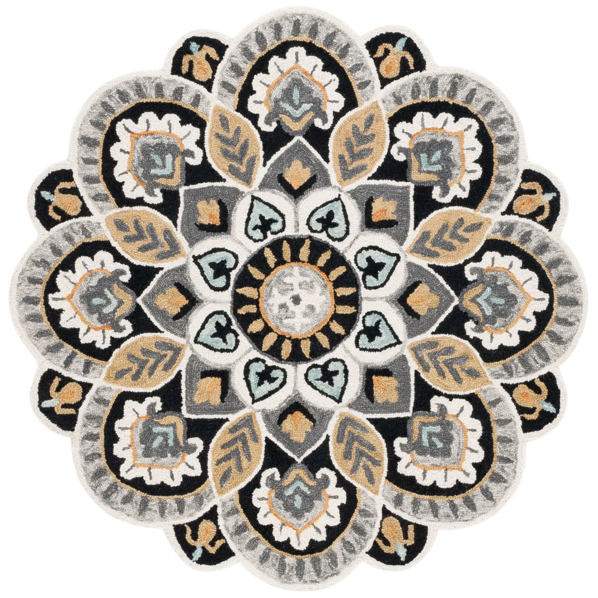 Novelty Scalloped Floral Hand-Tufted Wool Rug