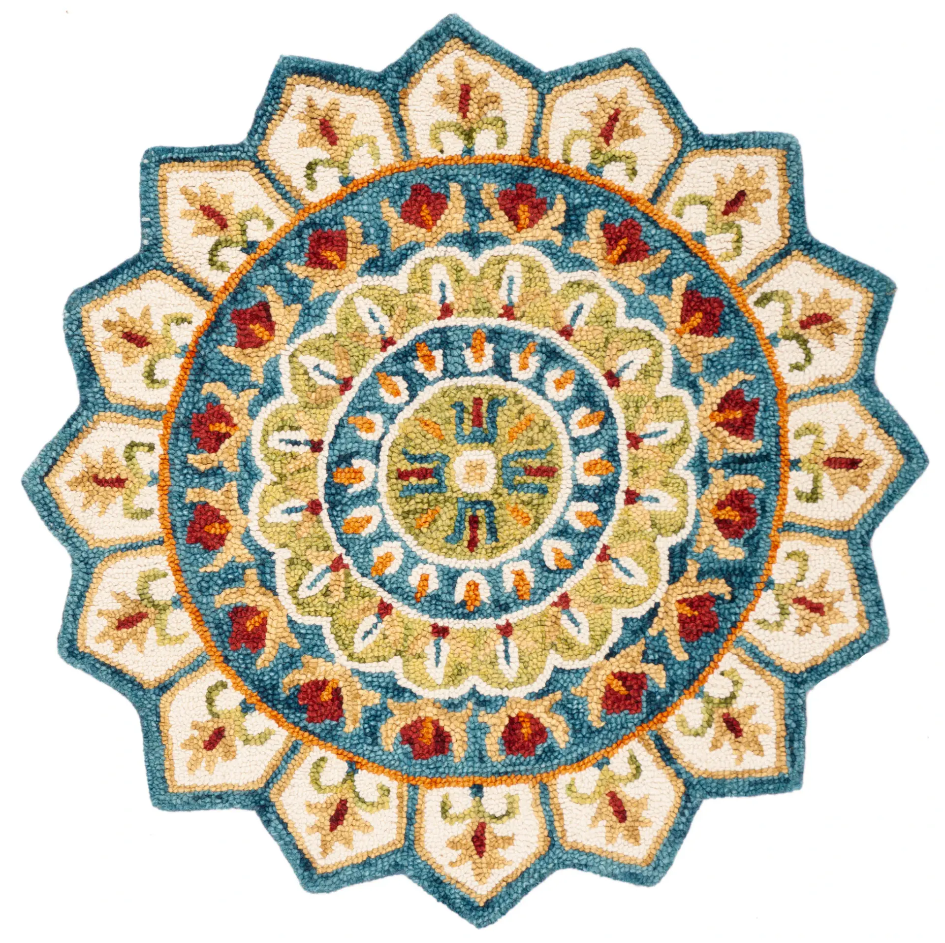 Novelty Scalloped Medallion Hand-Tufted Wool Rug