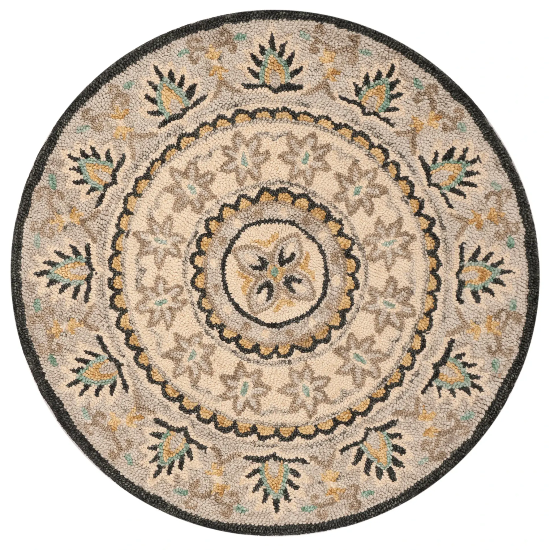 Novelty Botanical Medallion Hand-Tufted Wool Rug