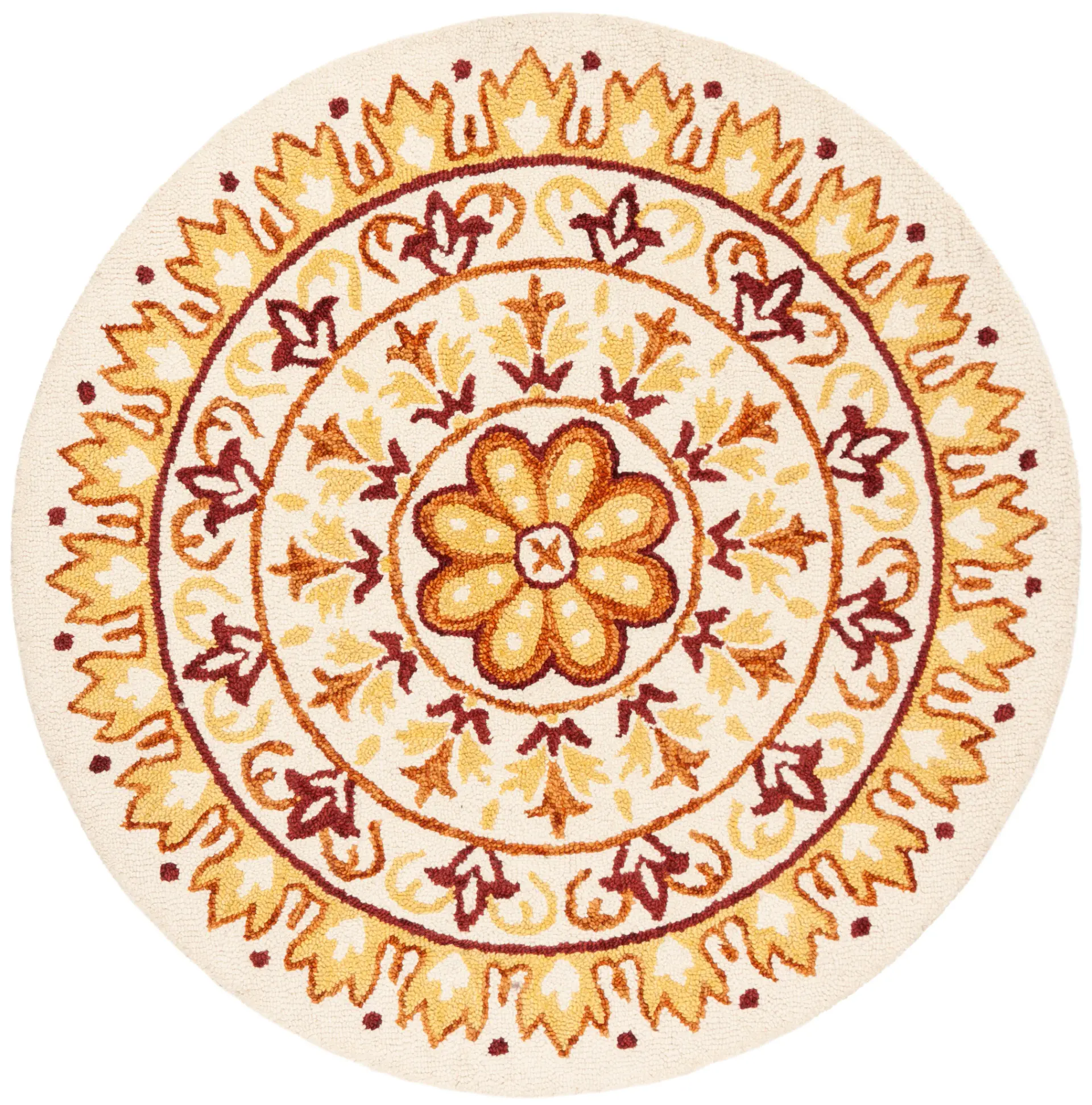 Novelty Rosette Medallion Hand-Tufted Wool Rug