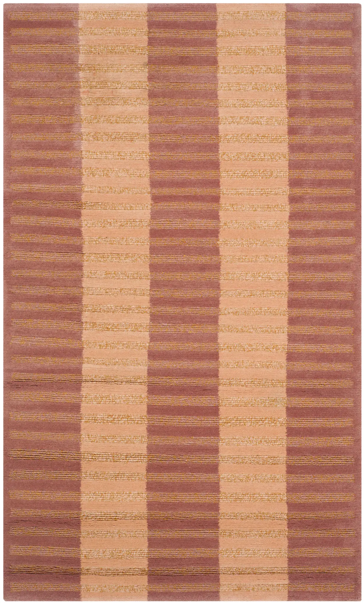 Nepalese Blocked Stripe Hand-Knotted Wool Rug