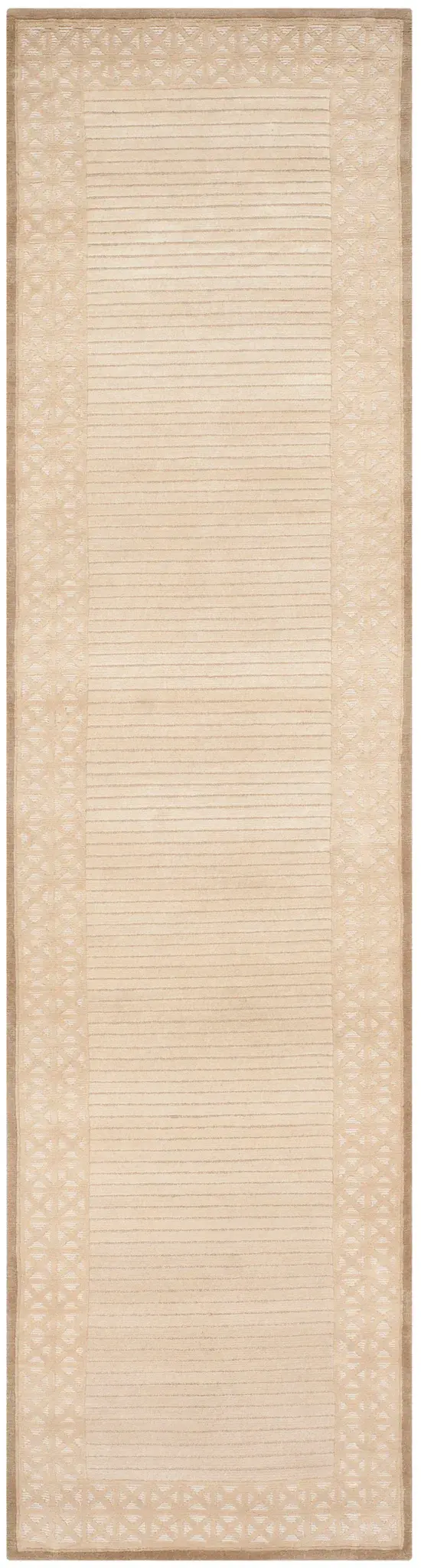 Nepalese Striped Lattice Hand-Knotted Wool Rug