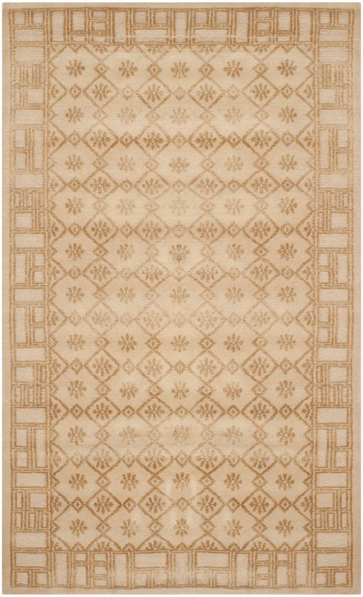 Nepalese Veranda Diamond Lattice Hand-Knotted Rug