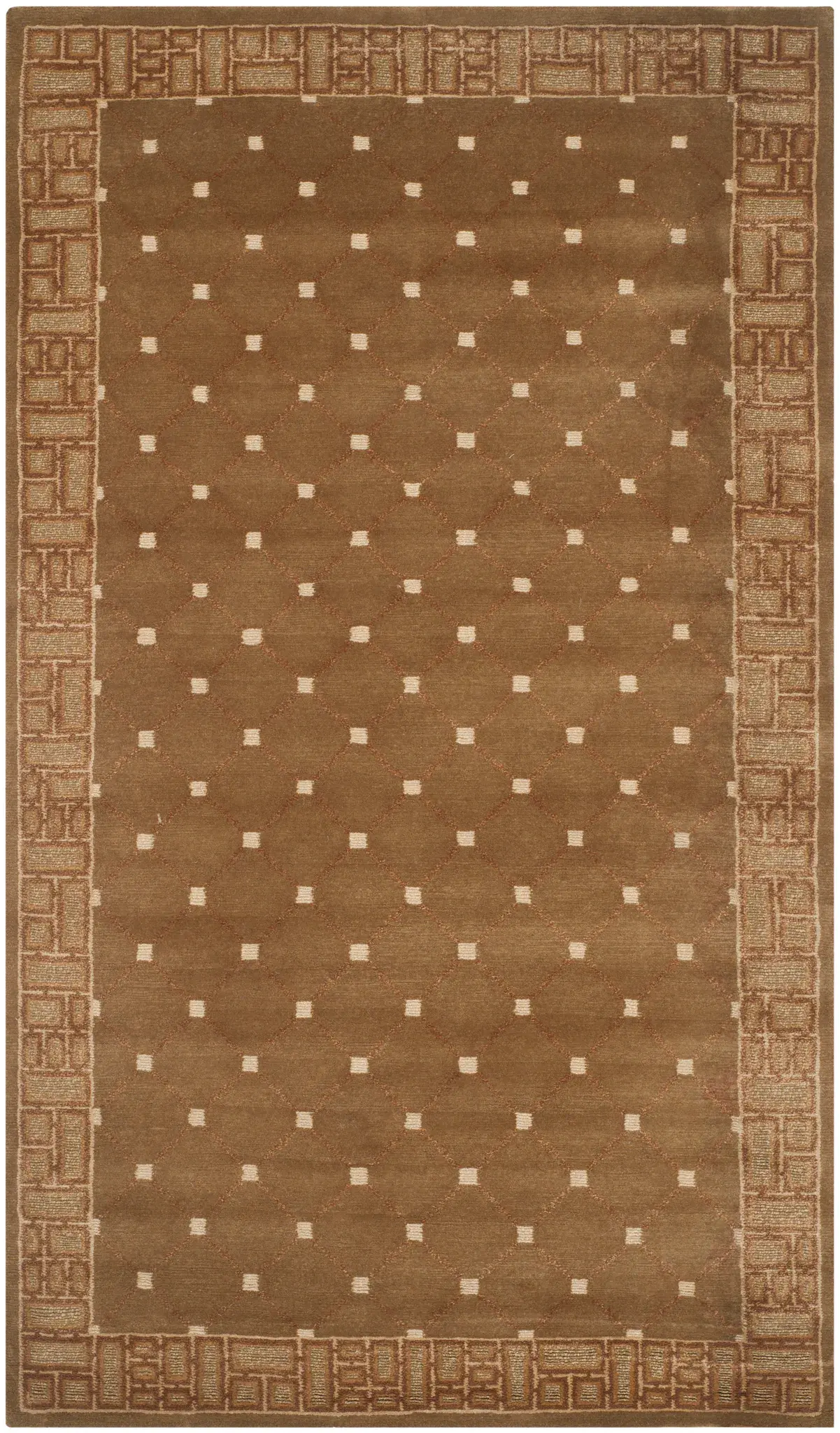 Nepalese Diamond Grid Hand-Knotted Rug