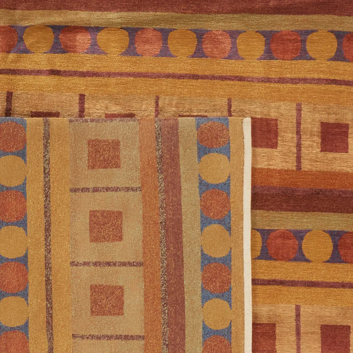Nepalese Banded Geometric Hand-Knotted Rug