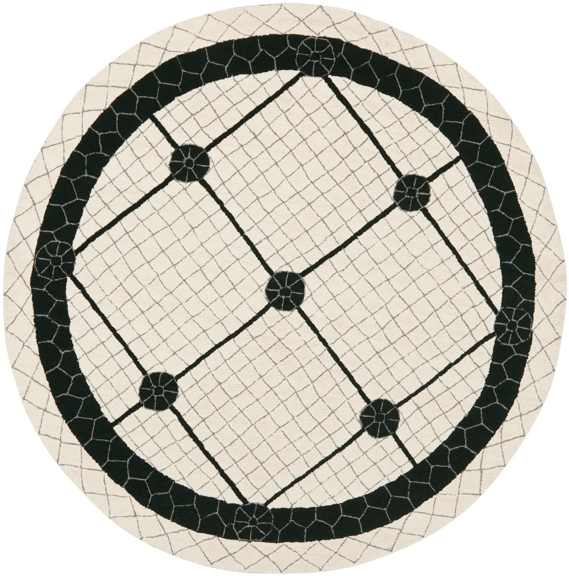 Newport Diamond Trellis Hand-Hooked Cotton Rug