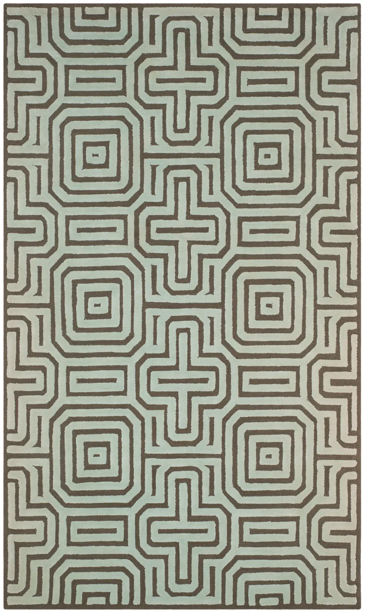 Newport Labyrinth Geometric Hand-Hooked Cotton Rug