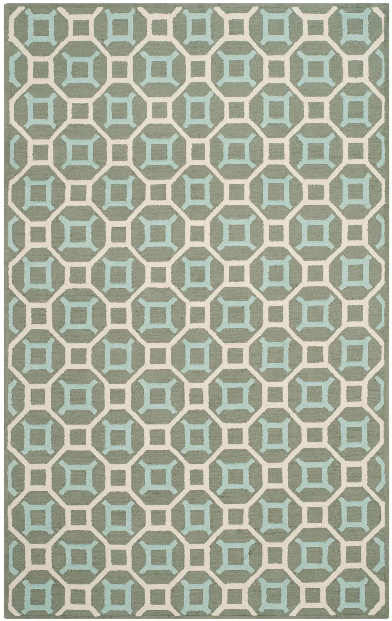 Newport Interlocking Lattice Hand-Hooked Cotton Rug