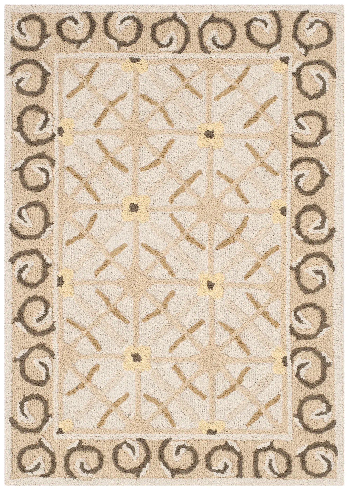 Newport Floral Lattice Hand-Hooked Cotton Rug